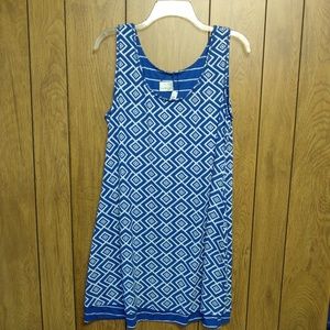 Kim Rogers Petite Medium Blue and White Dress